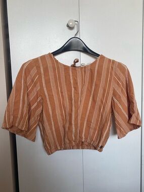 Roxy Rust Orange Striped Crop Top